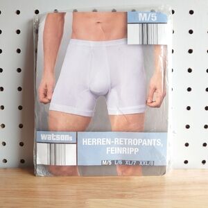 Watson's Retro Pants Fine Rib Boxer Briefs One Piece Size M White FROM GERMANY